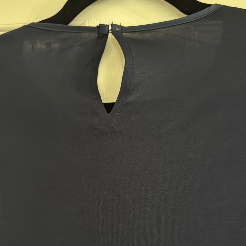 LOFT Women's Navy Ruffle Sleeve Top - Picture 3 of 3